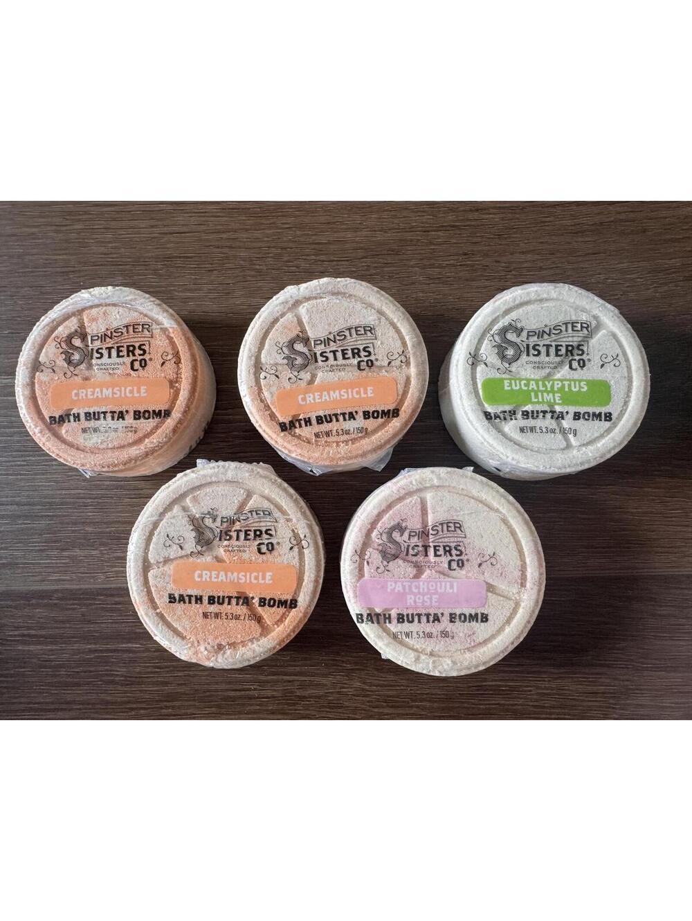 Spinster Sisters Bath Butta Bomb Lot Creamsicle Patchouli Rose Eucalyptus Lime